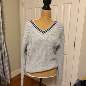 Gray V-Neck Women's Sweater